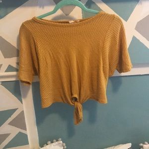 Cropped mustard yellow tie top